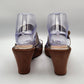 Fashion Heels Silver Open Toe Slide Platform Heels Women's Size 39 8.5