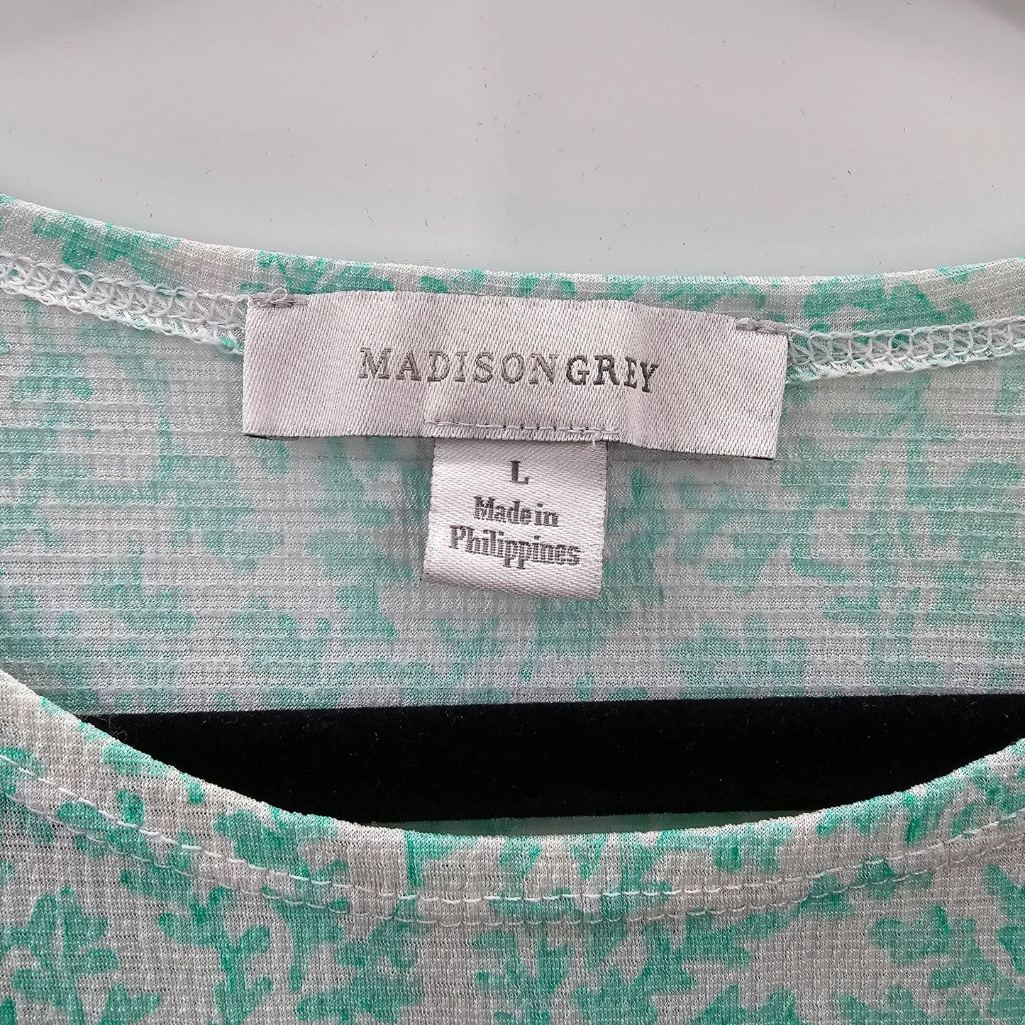 Madison Grey White Green Floral Cold Shoulder Blouse Top Shirt Large