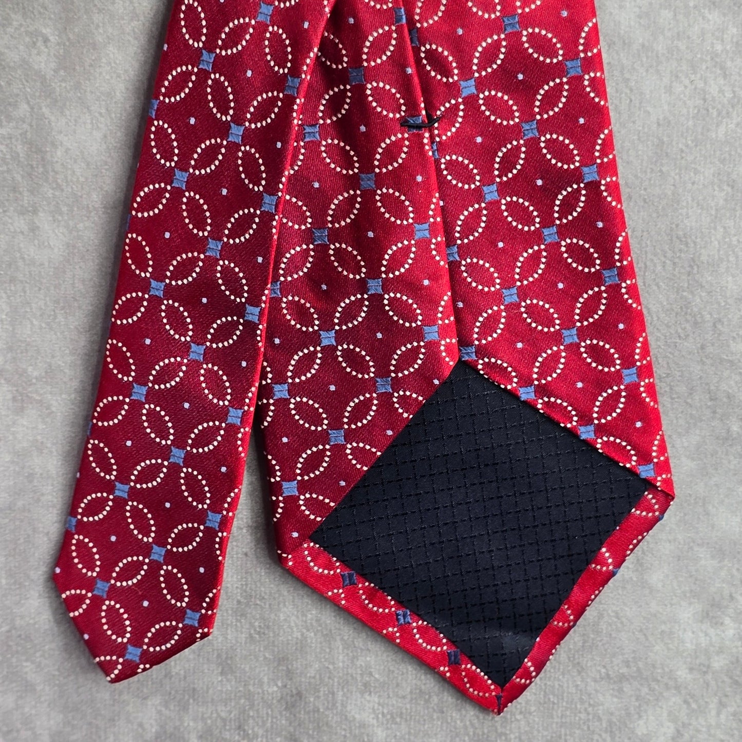 Jones New York Red White Blue Geometric Floral 100% Silk Men's Neck Tie NWOT