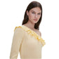 Mango MNG Asymmetrical Ruffled Pastel Yellow Sweater Cardigan NWT Extra Large XL