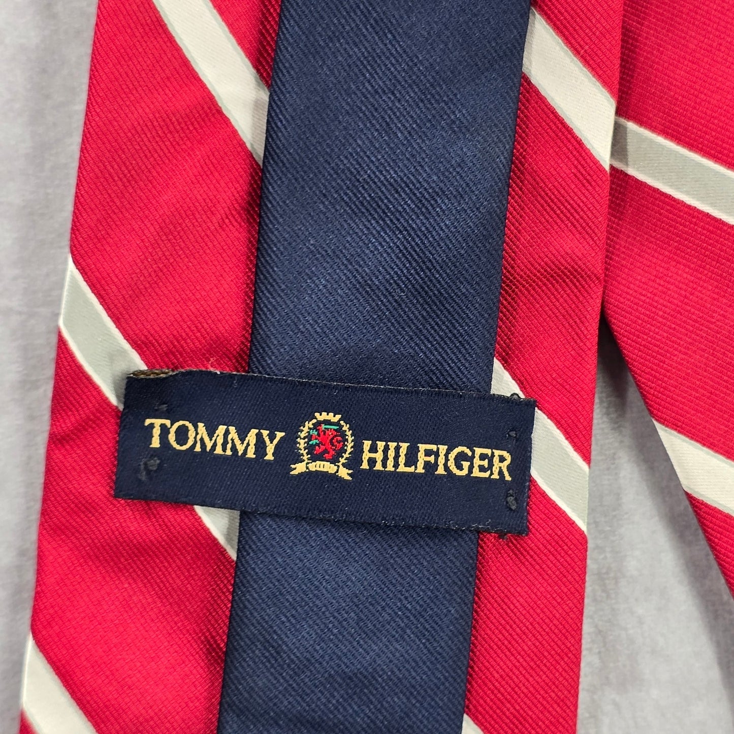 Tommy Hilfiger Red White Blue Stripe 100% Silk Men's Neck Tie NWOT