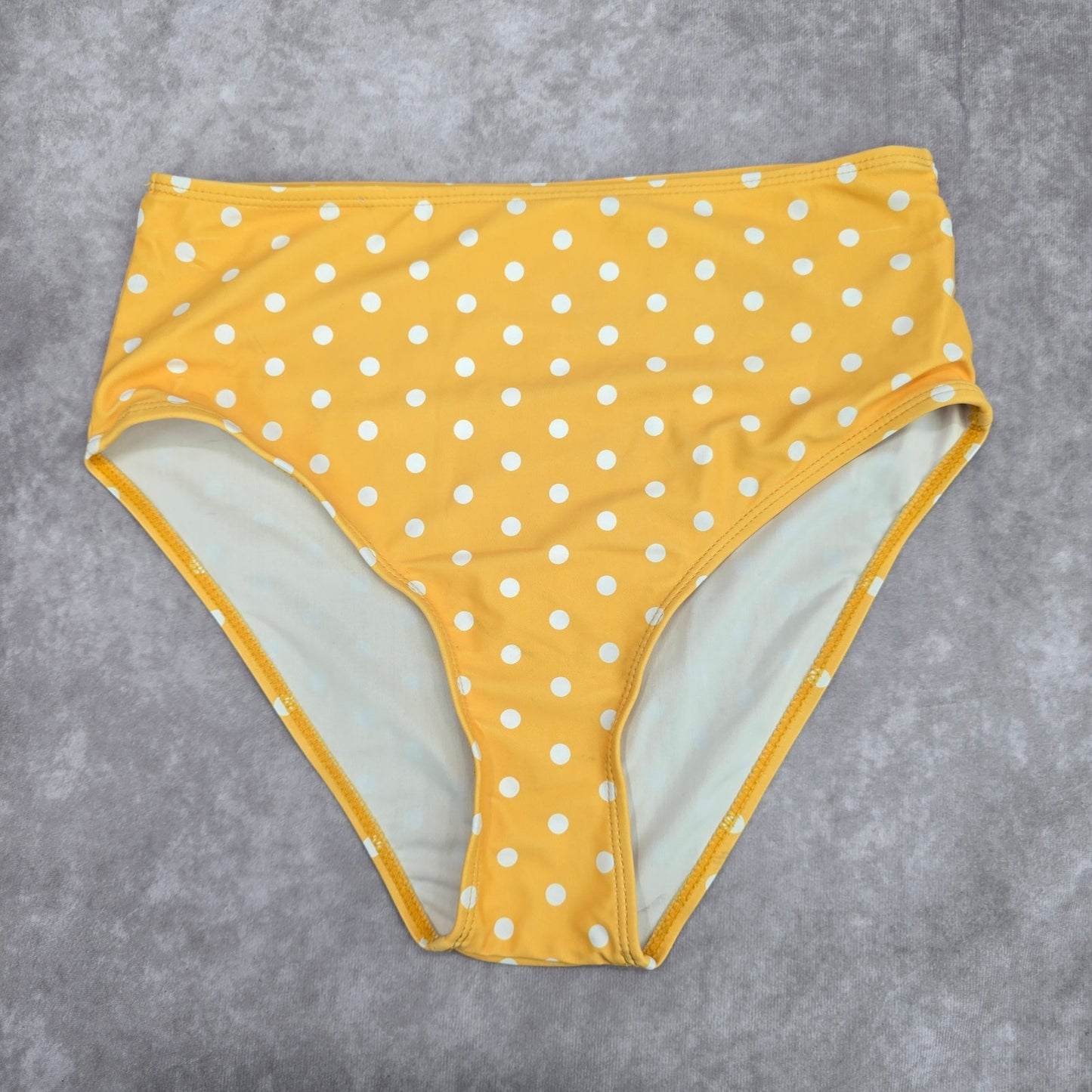 Shein Yellow Polka Dot High Waist Bikini Bottom Swimwear Medium