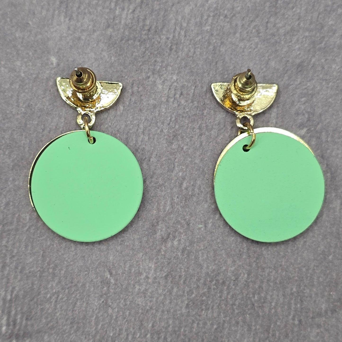 Zara Green Circle Gold Half Gray Stud Dangle Earring Fashion Jewelry