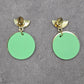 Zara Green Circle Gold Half Gray Stud Dangle Earring Fashion Jewelry