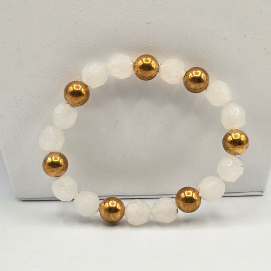 Zara White Gold Elastic Bead Bracelet Fashion Jewelry NWT