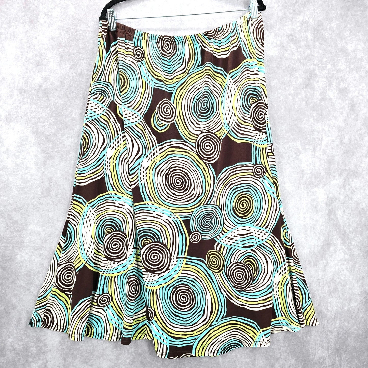 Vintage Y2K Brown Abstract Circle Midi Skirt Plus 20W