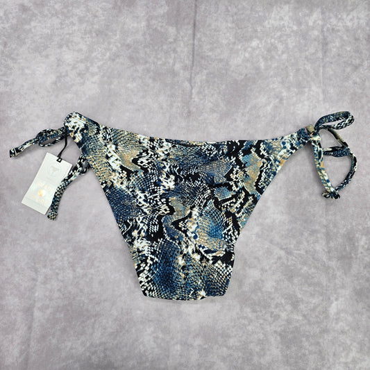 Shade & Shore Black Blue Animal Print Cheeky Medium 8-10 Bikini Bottom Swimwear