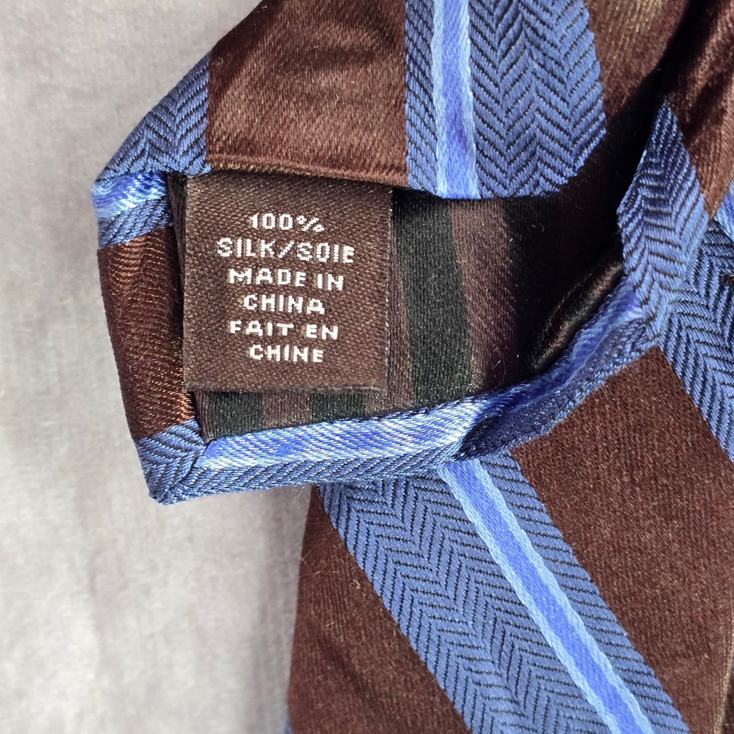 Black & Brown 1826 Blue Brown Stripe 100% Silk Men's Neck Tie NWOT