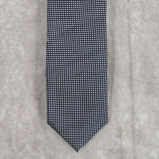 Navy Blue White Dot Geometric Italy 100% Silk Men's Neck Tie NWOT