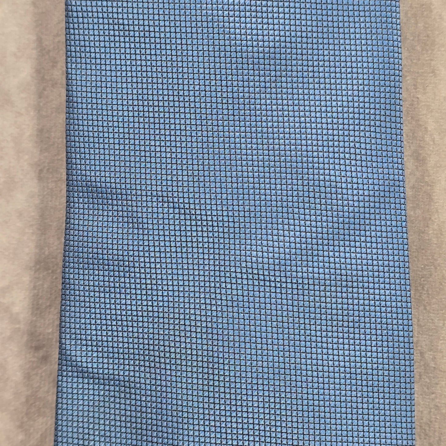 Vistini Blue Solid Box Checkered Pattern Men's Neck Tie NWOT