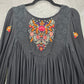 Free People Black Mojave Floral Embroidered Mini Dress Medium