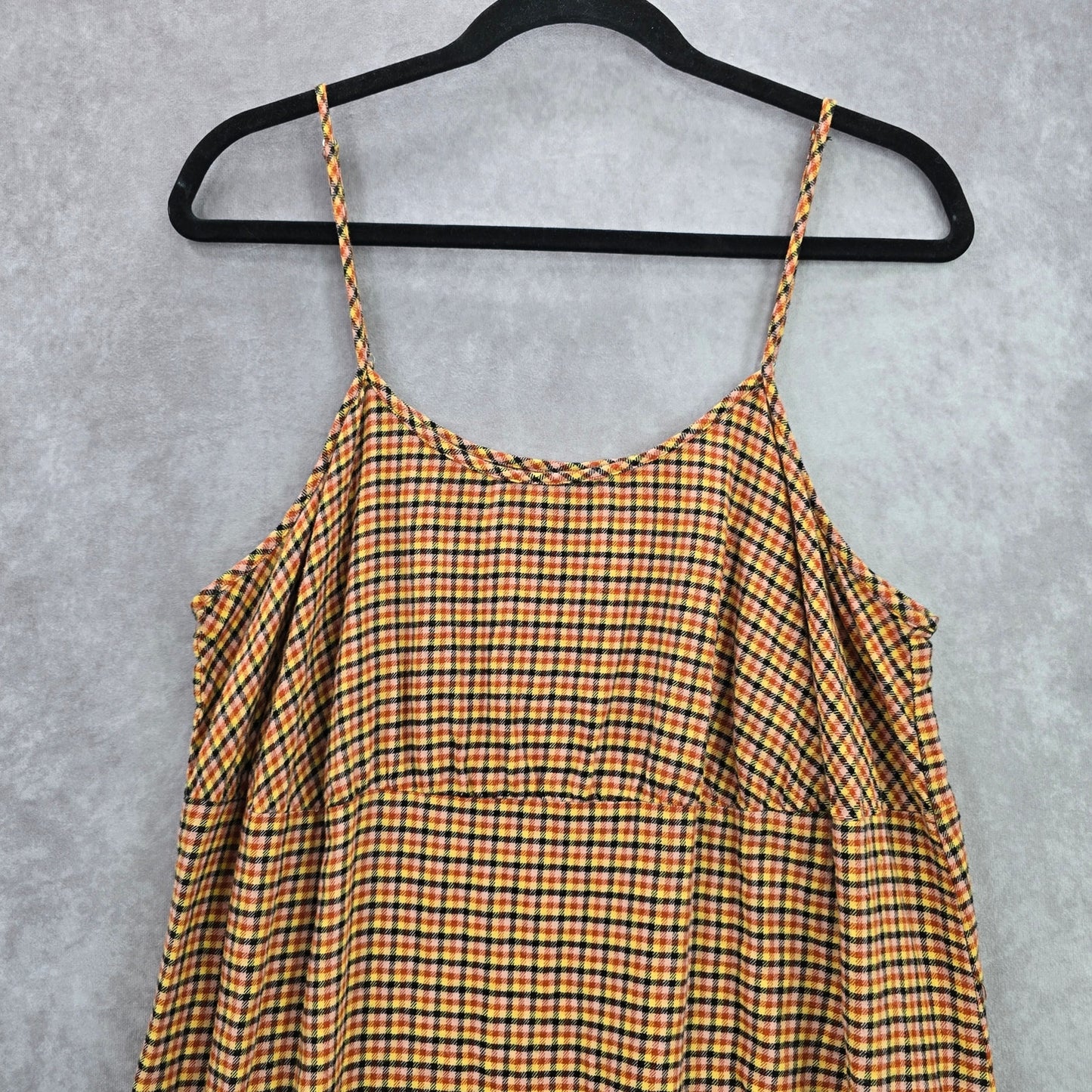 Wild Fable Orange Brown Plaid Tartan Short Sleeveless Strap Dress Plus XXL 1XL