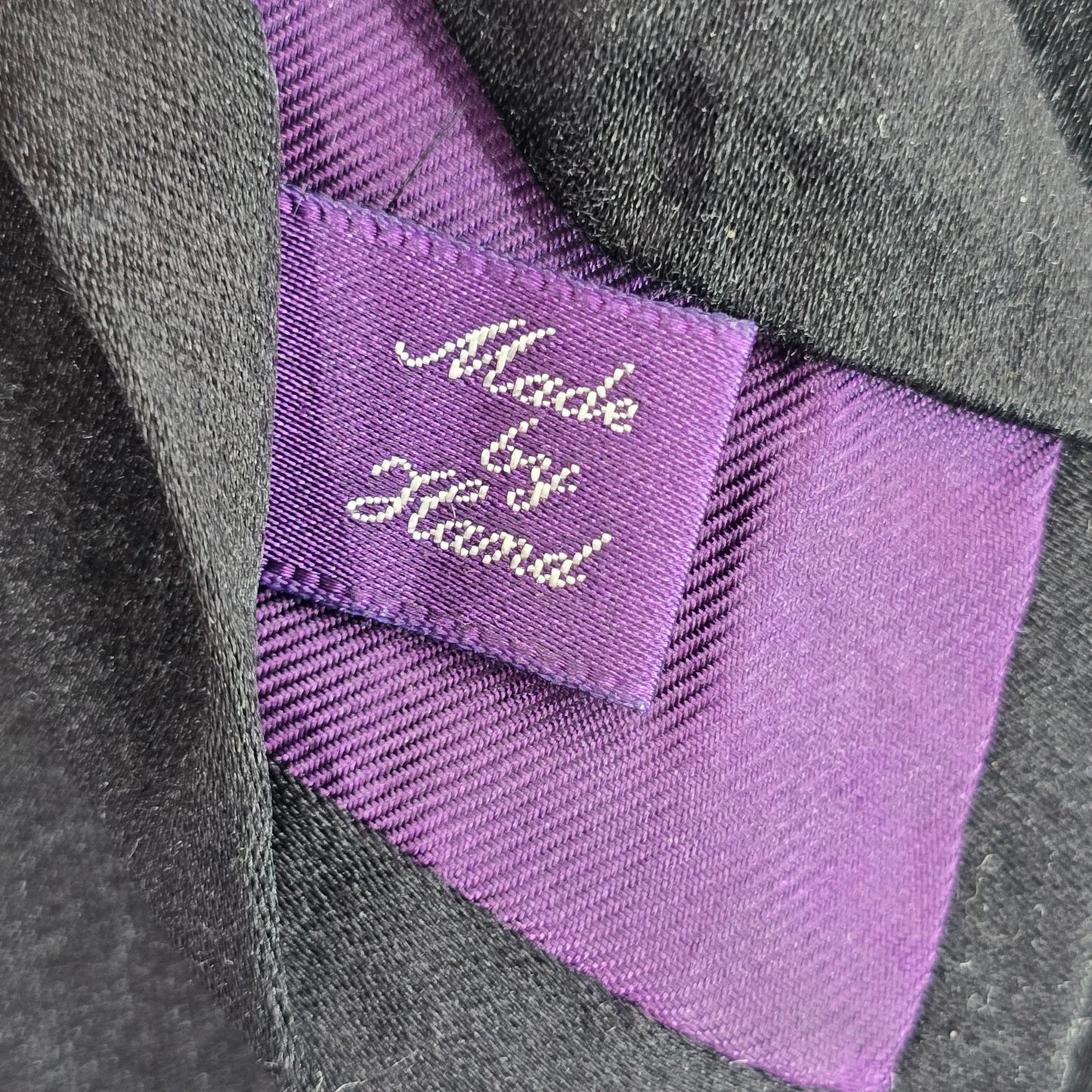 Zara Solid Black Purple Classic 100% Silk Made by Hand Men's Neck Tie NWOT