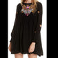 Free People Black Mojave Floral Embroidered Mini Dress Medium