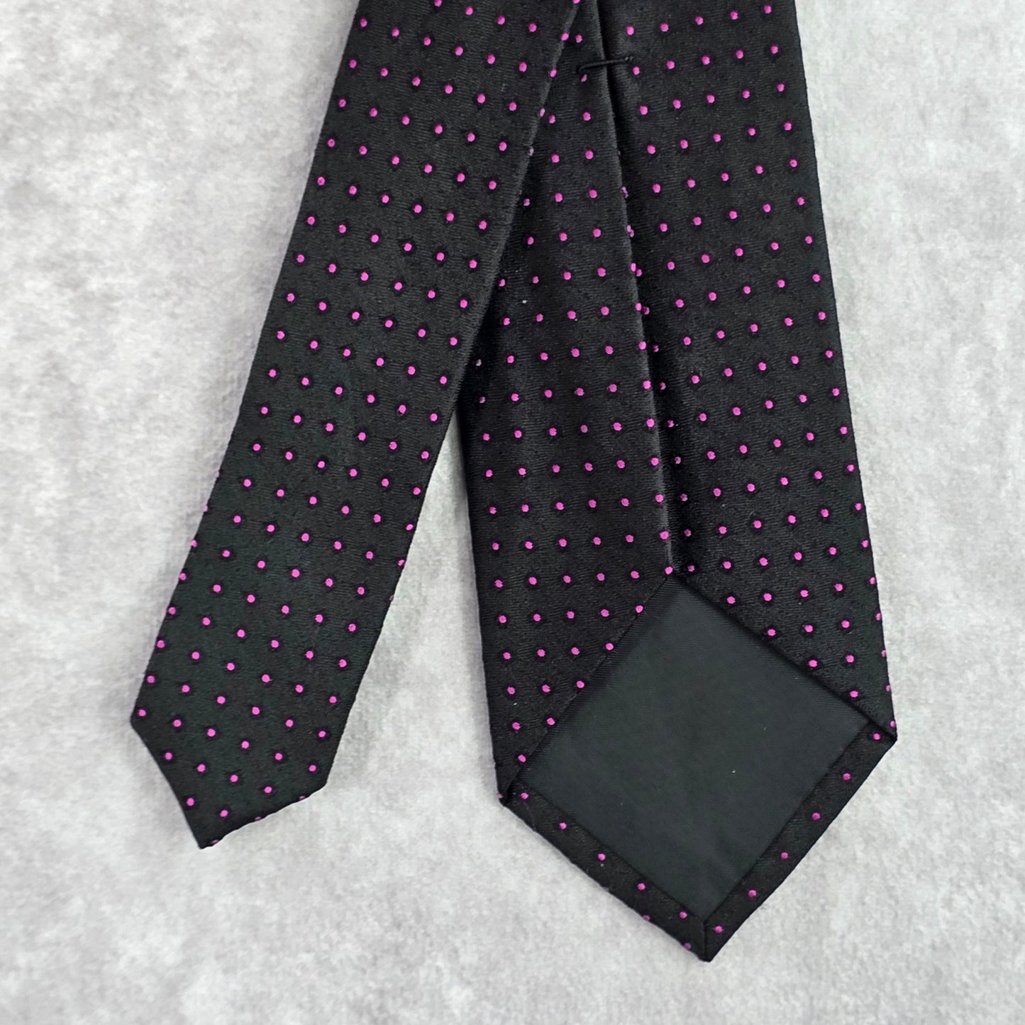 Van Heusen Studio Black Purple Polka Dot Geometric Executive Silk Neck Tie Men's