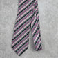 Geoffrey Beene Gray Pink Black Purple Stripe Geometric 100% Silk Neck Tie NWOT