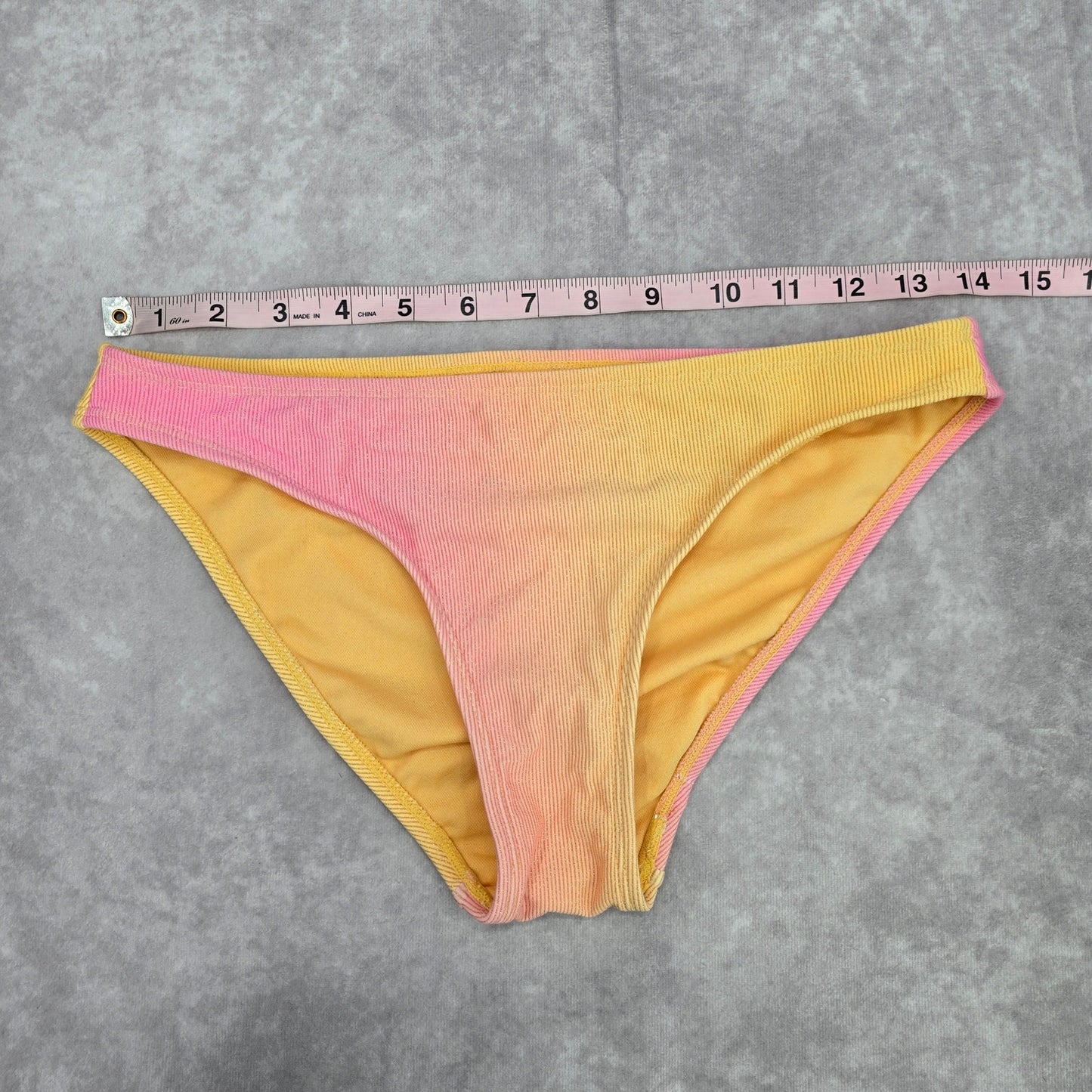 Xhilaration Orange Pink Ombre Ribbed Gold Metallic Bikini Bottom Swimwear