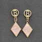 Zara Pink B Gold Diamond Dangle Earrings Fashion Jewelry E32