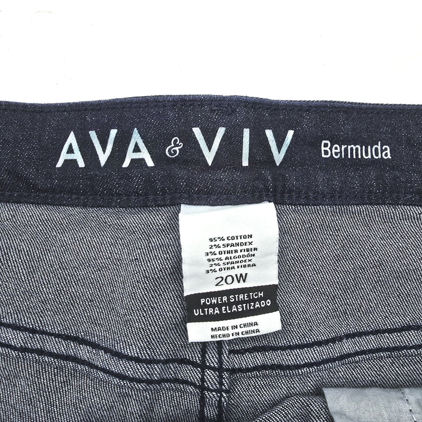 Ava & Viv Blue Bermuda Stretch Shorts Bottoms Pants Plus Size 20W NWT