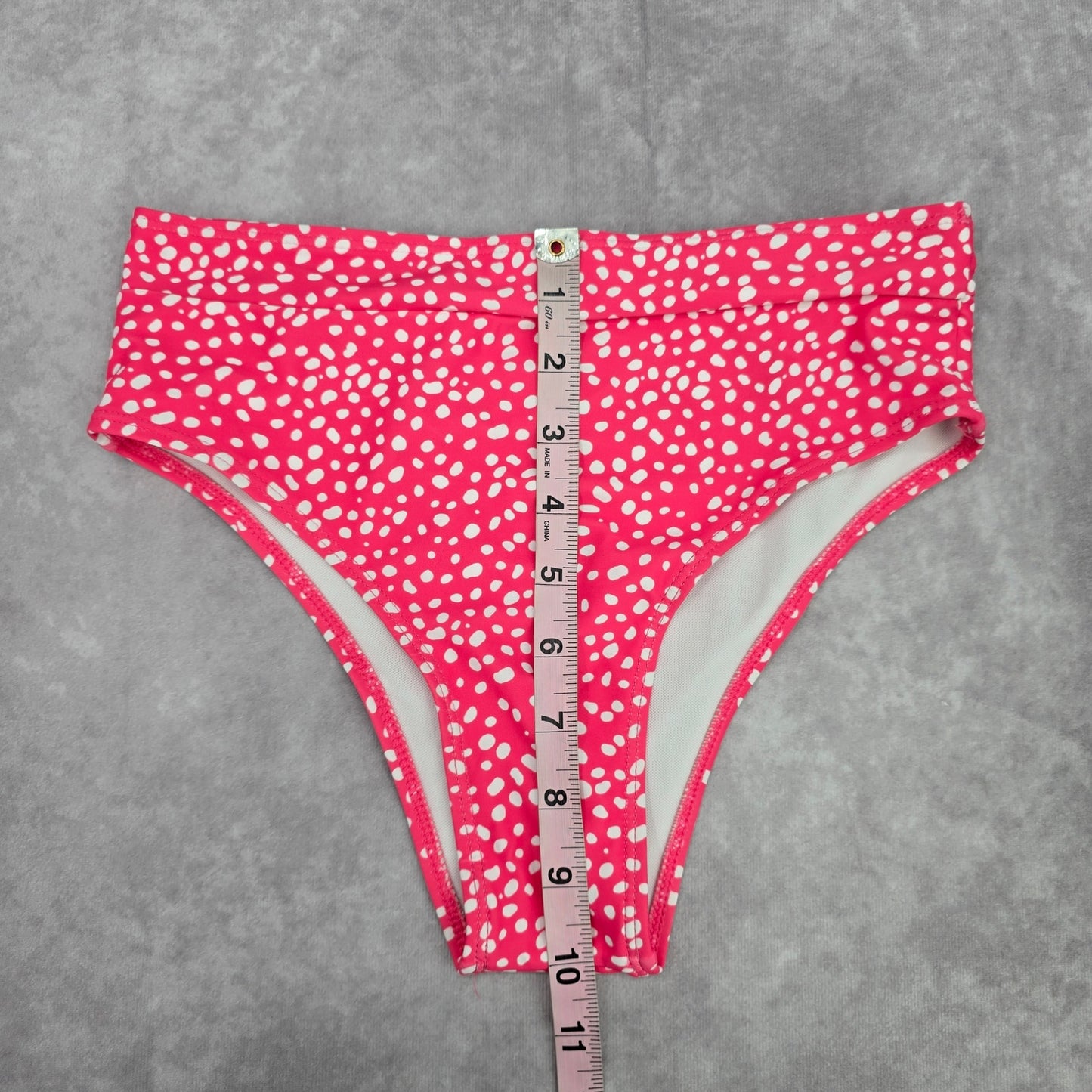 Shein Pink White Polka Dot Cheeky Medium Bikini Bottom Swimwear