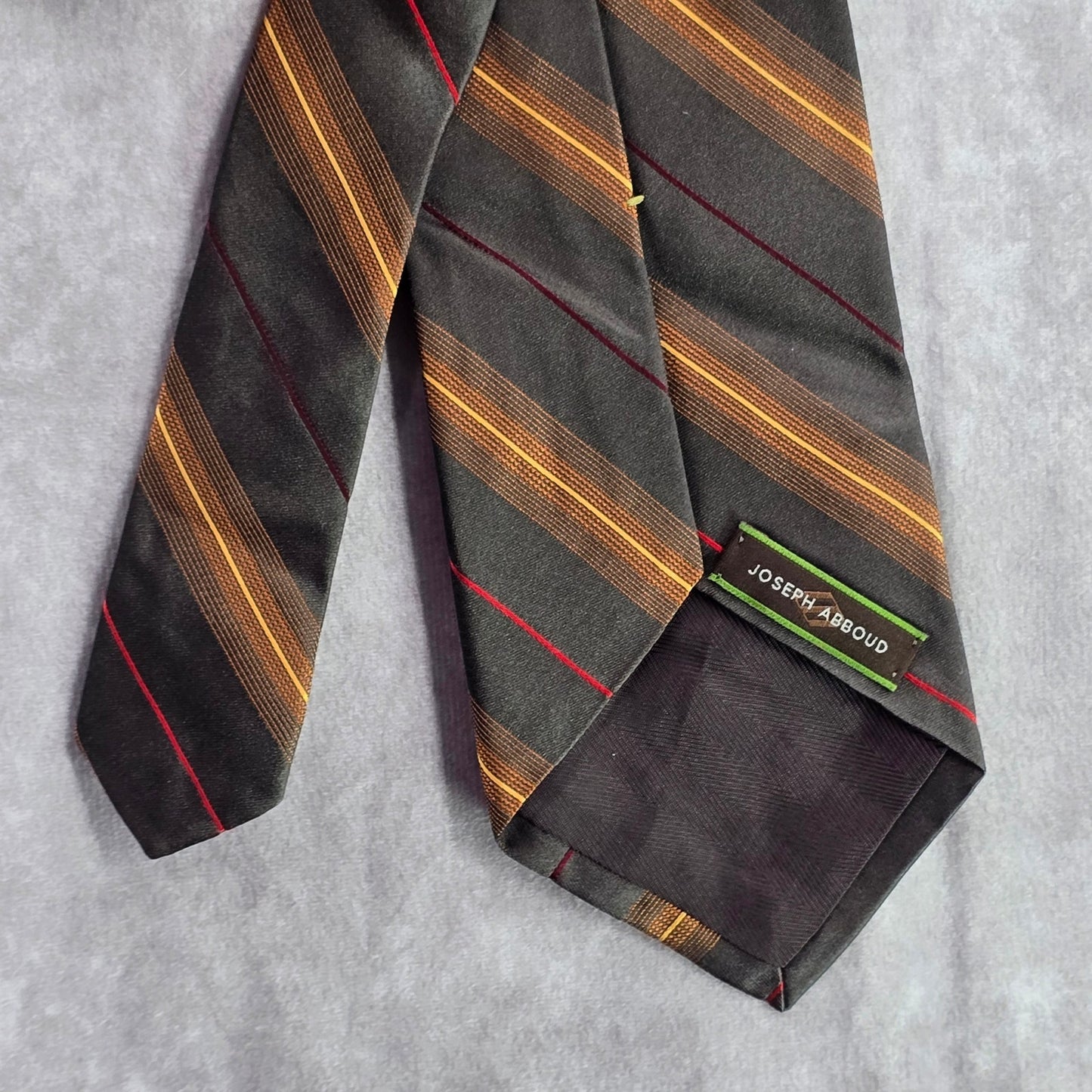 Joseph Abboud Brown Orange Red Stripe 100% Silk Italy Men's Neck Tie NWOT