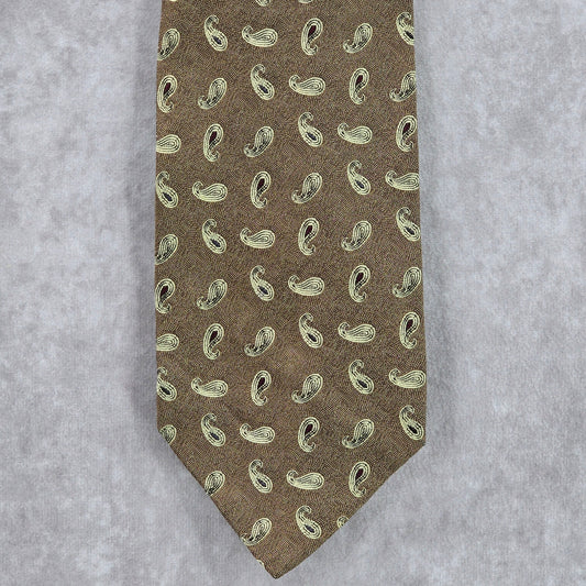 Joseph Abboud Gold Brown Paisley Floral 100% Silk Italy Men's Neck Tie NWOT