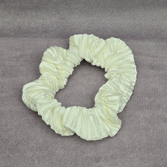 White Ivory Pleat Scrunch Hair Tie Accessories Scrunchie Handmade SB3