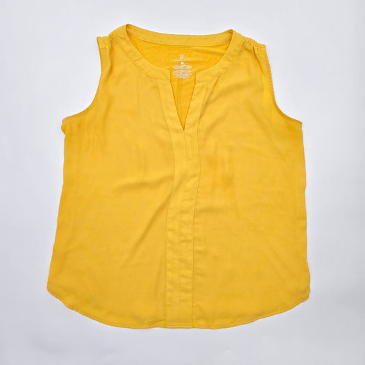 New York and Company Yellow Sleeveless L Blouse Top Shirt Large