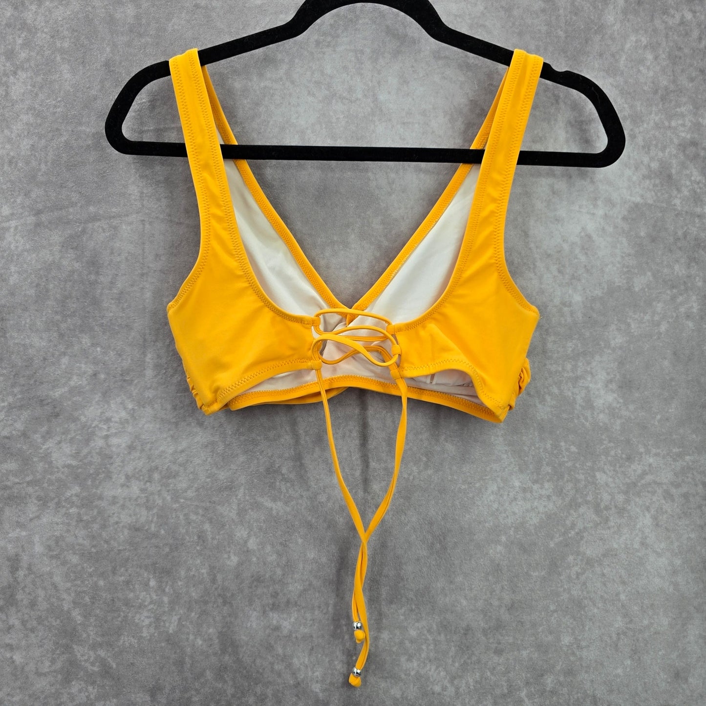 Shein Yellow Wrap Crisscross String Tie Padded Bikini Top Swimwear Medium