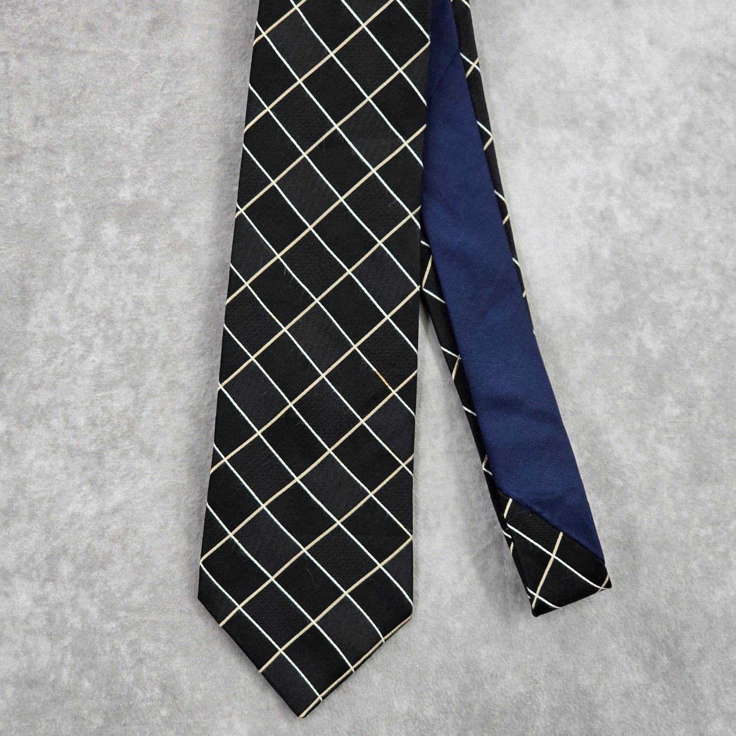 Tommy Hilfiger Black Blue Stripe Executive Corporate Silk Neck Tie Men's