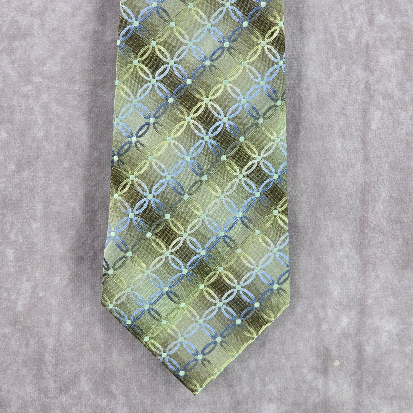 Stafford Green Gray Dot Floral Geometric Men's 100% Silk Neck Tie NWOT