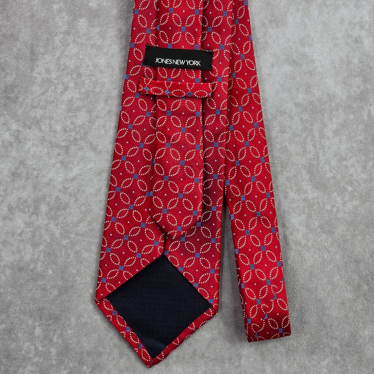 Jones New York Red White Blue Geometric Floral 100% Silk Men's Neck Tie NWOT