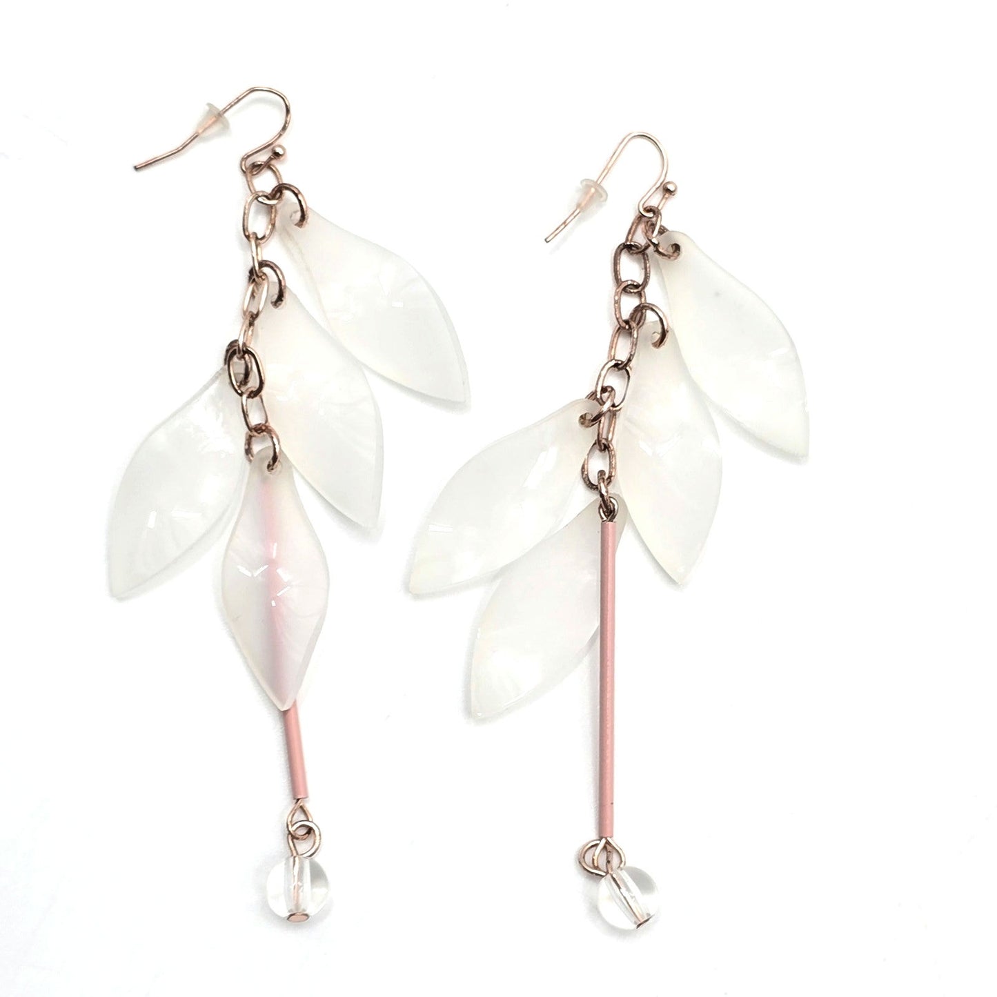 Zara Pink White Dangle Leaf Drop Bead Hook Earring Fashion Jewelry NWT E56