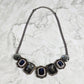 Zara Blue Gray Rhinestone Gem Chain Link Statement Necklace