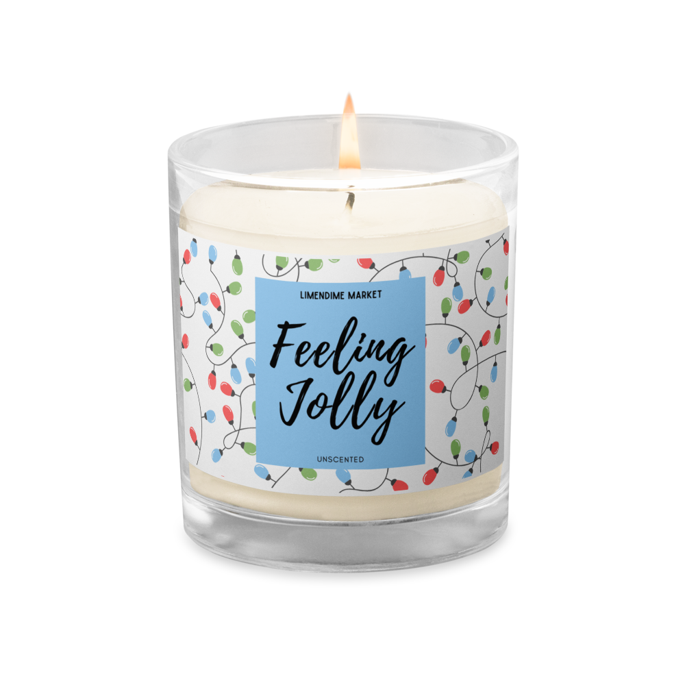 Feeling Jolly Soy Wax Cotton Wick Unscented Glass Jar Candle Birthday Anniversary Christmas New Years Funny Gift for Her Him