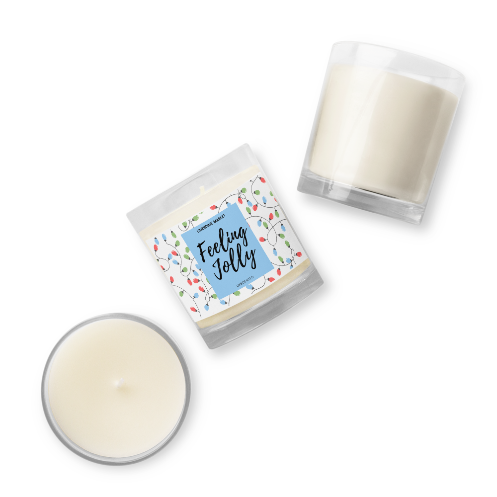 Feeling Jolly Soy Wax Cotton Wick Unscented Glass Jar Candle Birthday Anniversary Christmas New Years Funny Gift for Her Him