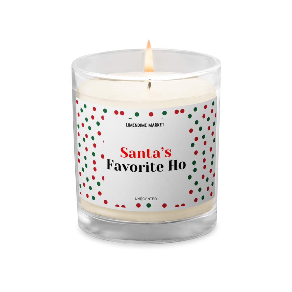 Santas Favorite Ho Soy Wax Cotton Wick Unscented Glass Jar Candle Birthday Anniversary Christmas New Years Funny Gift for Her Him