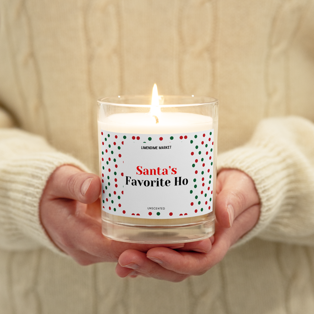 Santas Favorite Ho Soy Wax Cotton Wick Unscented Glass Jar Candle Birthday Anniversary Christmas New Years Funny Gift for Her Him